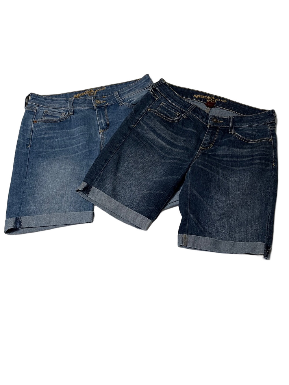 Arizona Jean Company Women’s Cuffed Denim Shorts - Light Blue & Dark Blue Sz 5